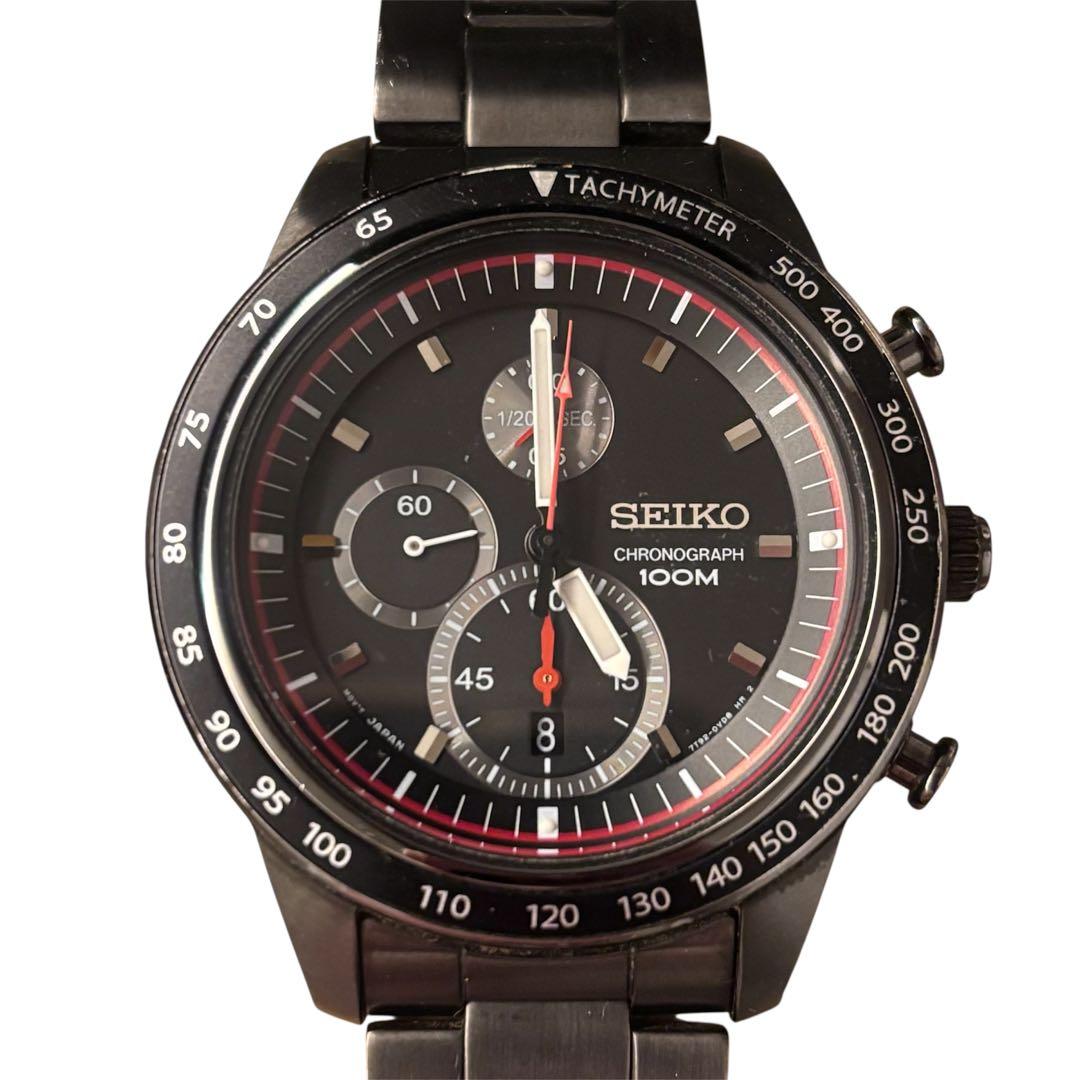 美品 SEIKO セイコー クロノグラフ 7T92 ブラック文字盤 メンズ SEIKO セイコー クロノグラフ クォーツ 黒文字盤 7T92-0DW0 Y03009